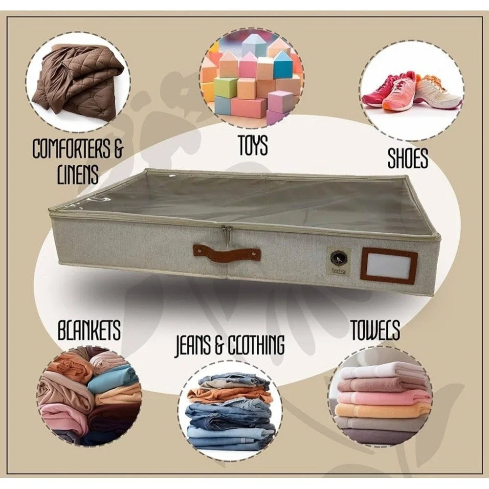 XL Underbed‎ Storage Containers with See-Through Zip Lid, Thick Metal Zippers